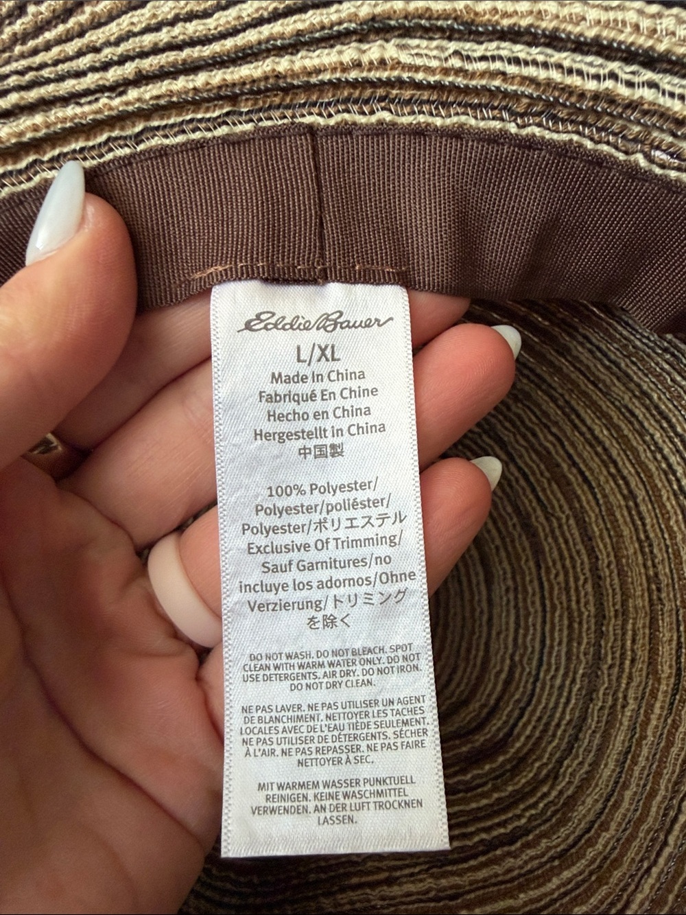 Eddie Bauer Striped Wide-Brim Sun Hat in Brown and Beige - Picture 2 of 3